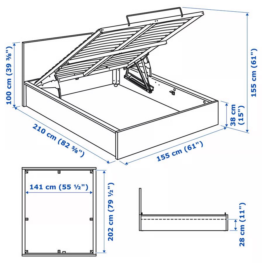 Ikea Letti: IKEA MALM Ottoman Bed Frame 140 × 200 cm White – Usato da Schlieren venduto da ema_smx5 2