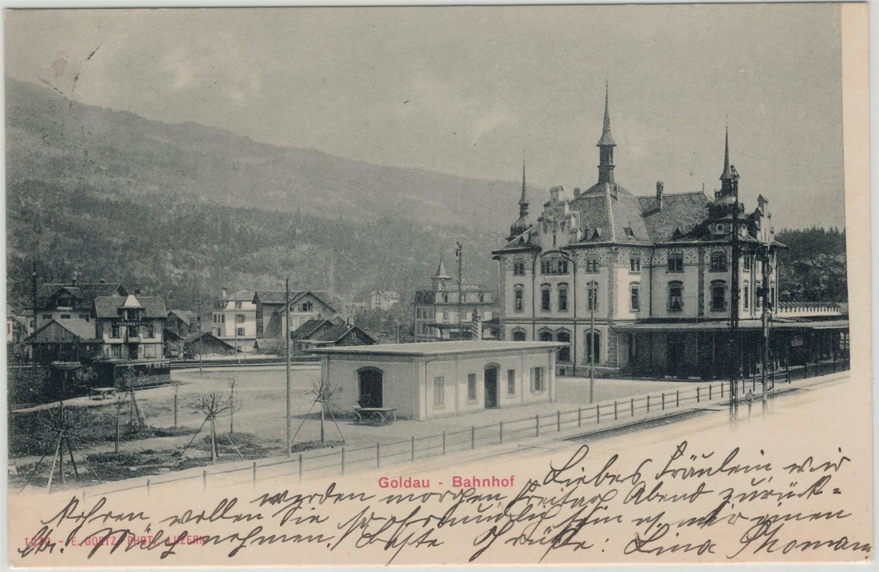 Cartoline postali: E 5 GOLDAU Bahnhof 1902 – Usato da Fribourg venduto da philafri
