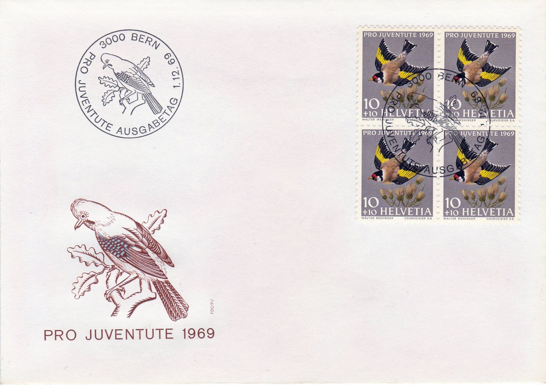 Tutti i francobolli: 8 Ersttagsbriefe Pro Juventute etc. 1965-1970 – Usato da Neuenhof venduto da Wanton