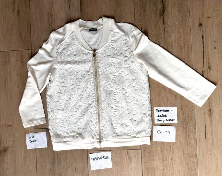 NEUWERTIGE Bomber-Jacke Gerry Weber mit Spitze, weiss, Gr. M