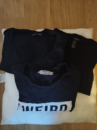 3xBasic Shirts, schwarz  Mango, Zara, Forever 21! Gr. S