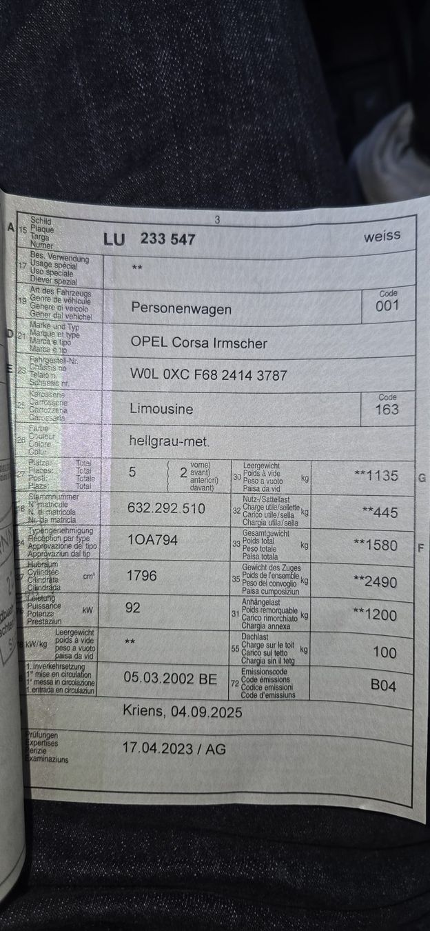 Opel Autos: Opel Corsa Irmscher 1.8 Gsi – Gebraucht aus Worben von Andrea0145 6
