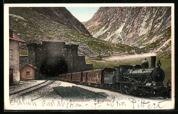Cartoline postali: AK Gotthardbahn, Expresszug, 1905 – Usato da Berlin venduto da bartko-reher