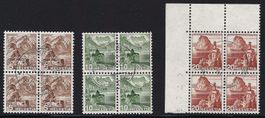 1948 drei 4er-Blöcke ⊞ a/Landschaften gest. ʘ ZNr. 285-287