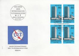 1973/76 UIT Internationaler Fernmeldeverein Viererblock 4FDC