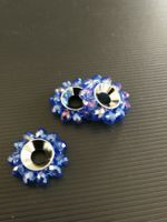 5 Metall Rondellen Glas blau16mm