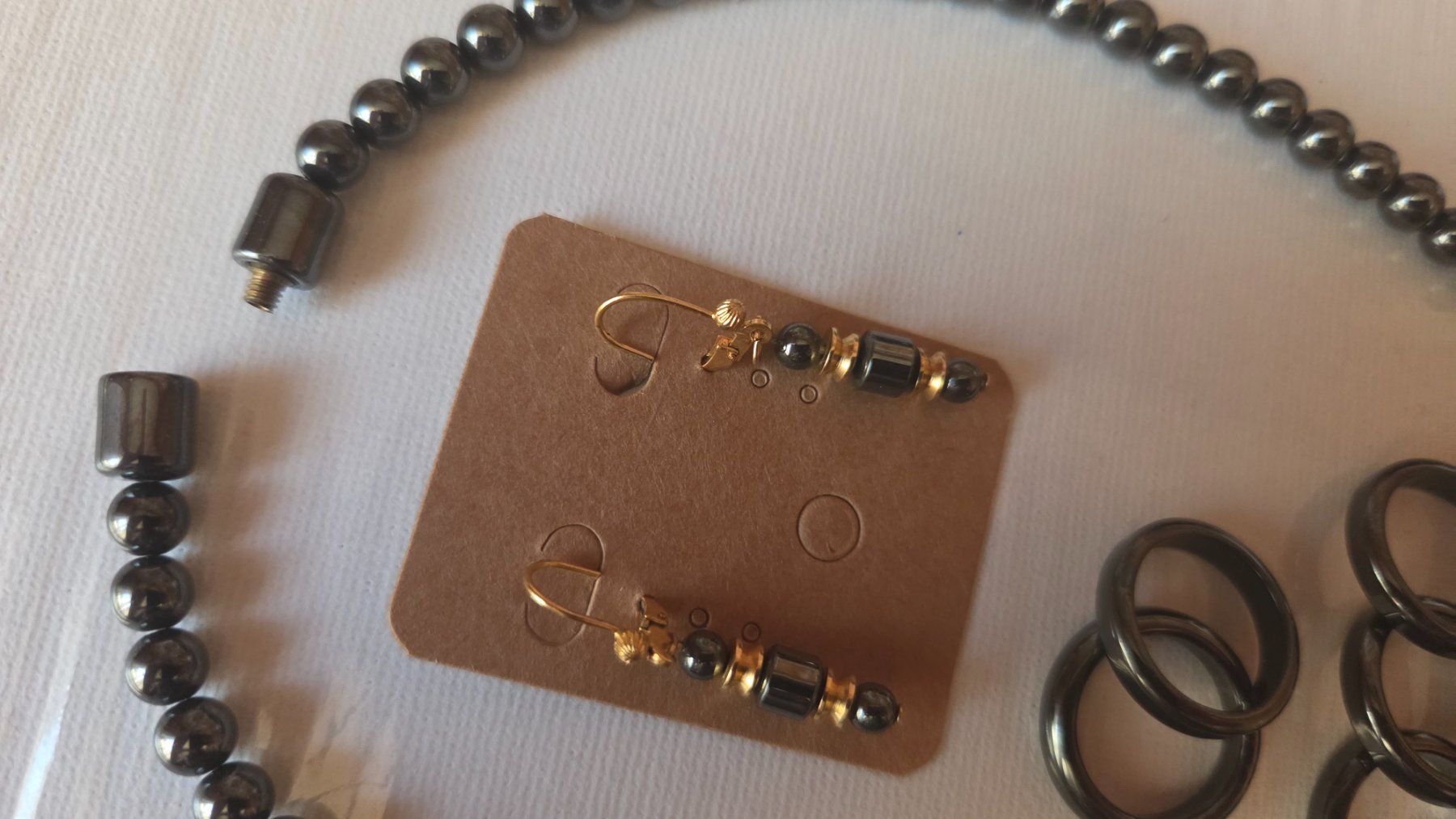 Orecchini pendenti & Orecchini a lobo: Schmuck Set Hämatit Ohrringe Kette Ring Modeschmuck – Usato da Weggis venduto da Leeclipse 2