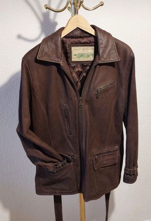 GUESS Original Marron Leather Jacket Klassische Lederjacke