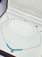 Goldkette 585 / 14k mit Türkis und Kleeblatt Anhänger