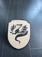 Holzschild Drachen Wappen mit Griff gut erhalten