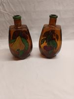 2 antike Flaschen  Kirsch und Birnen 22 cm hoch 60j