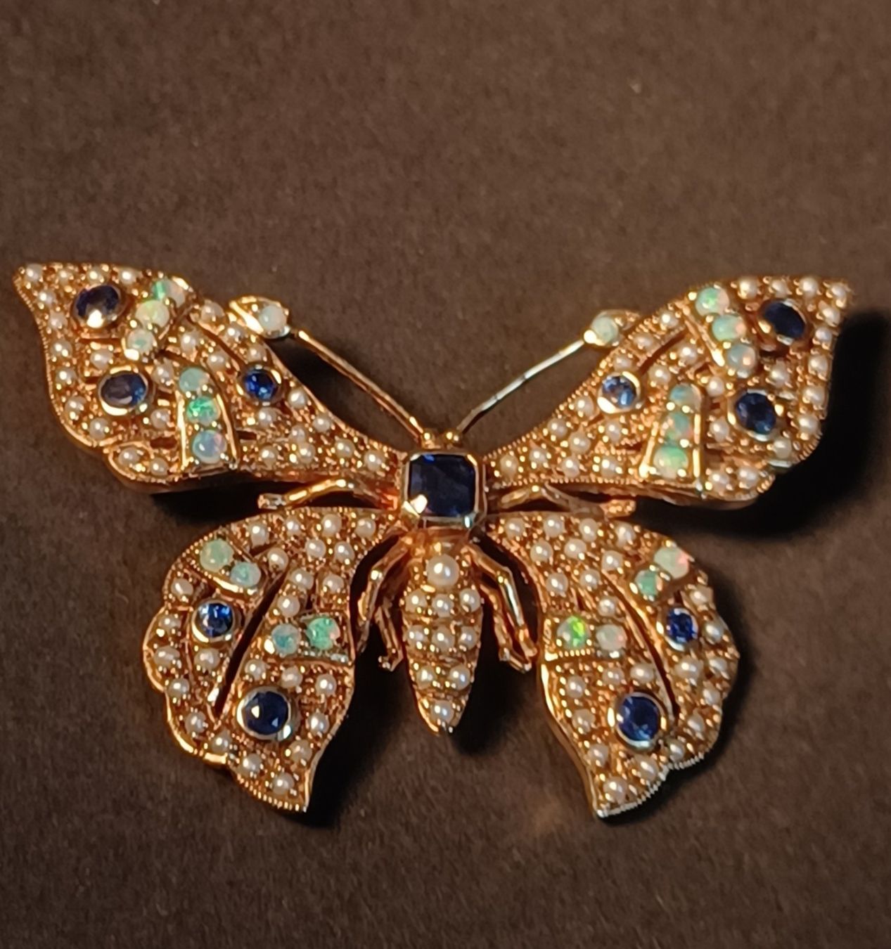 Ciondoli: SCHMETTERLING 375er Gold mit Saphir, Opal und Perlen – Usato da gais venduto da dun_c2xc 1