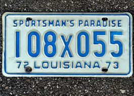 Alte Autonummer Amerika Louisiana 1972, 1973