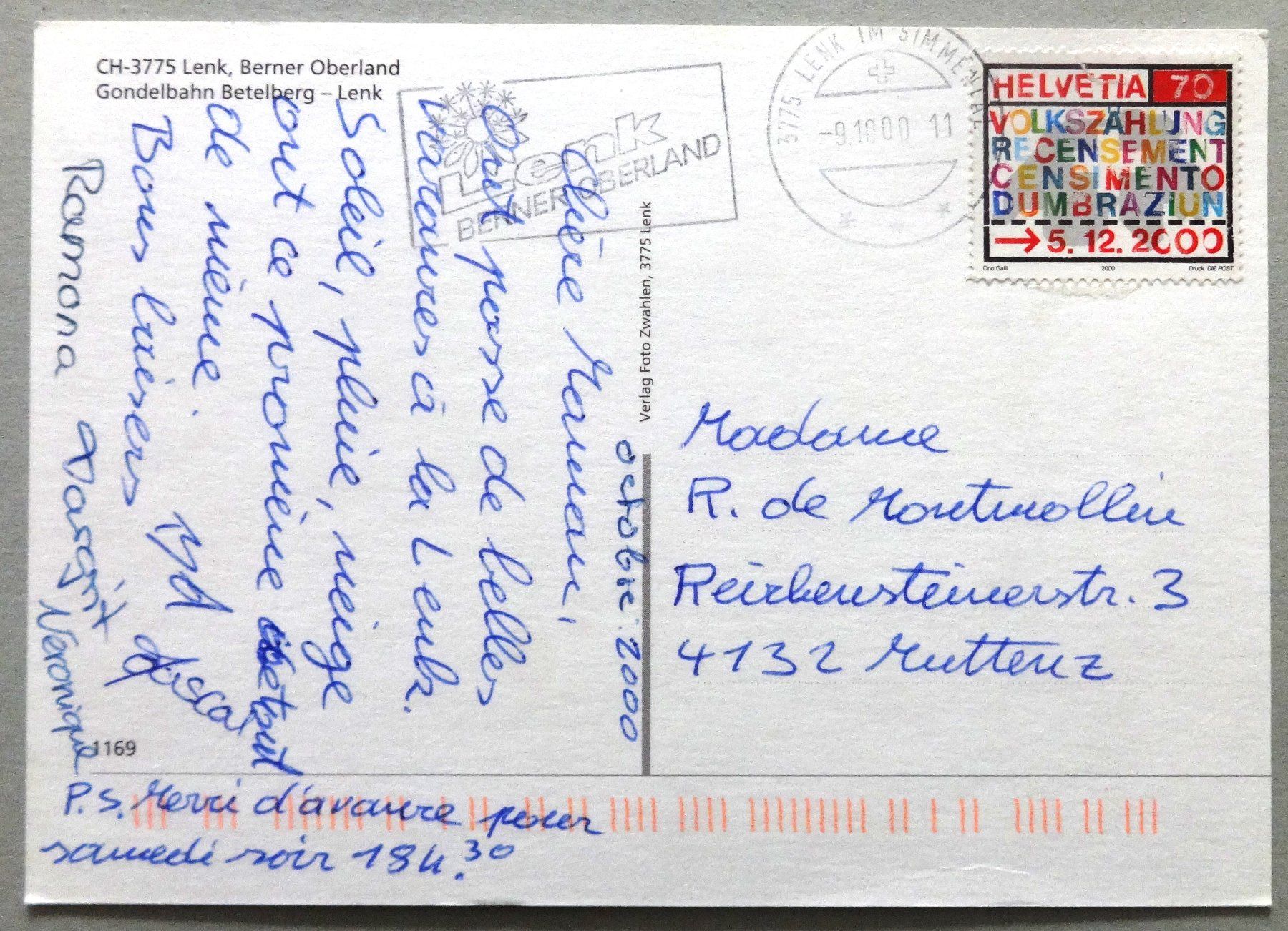 Cartoline postali: Lenk, B.O., Gondelbahn Betelberg-Lenk – Usato da Fétigny venduto da Billy2miny 1