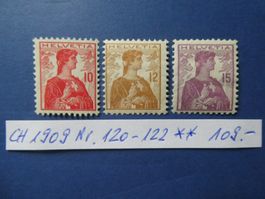 CH 1909 Nr. 120-122 postfrisch **