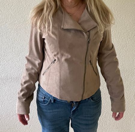 Jacke Übergang beige Gr. M CAMAIEU tolle Wildlederoptik (J4)