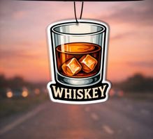 Duftbaum Whiskey Glas mit Eiswürfeln – Autoduft Geschenkidee