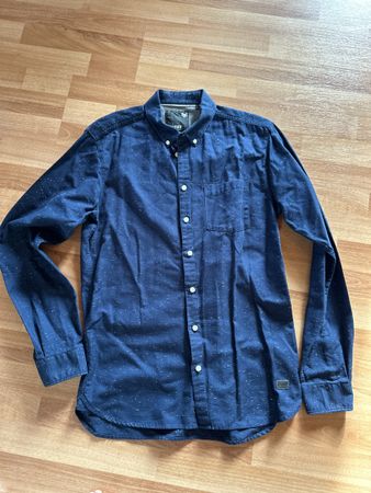 Minimum Herrenhemd Grösse L Navy Blau weisse Punkte