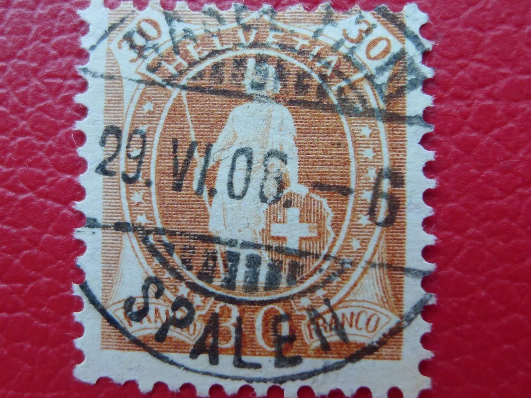Tutti i francobolli: Stehende: 96A, fehlerfrei von BASEL (SPALEN) 40.-+ – Usato da Sursee venduto da Luzernerraute