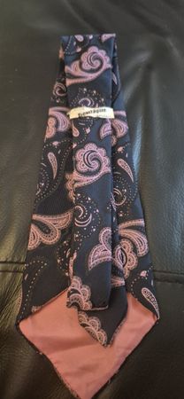 Krawatte Paisley dunkelblau pink guter Zustand
