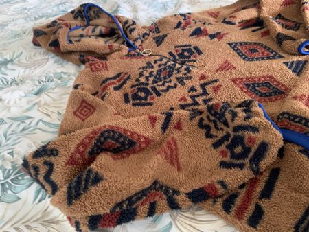 Pile Fleece Zip Taglia S- Beige con stampa etnica - Per