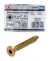 Mehrzweckschrauben, für Torx T10,  3,0 x 20 mm, 260 Stück