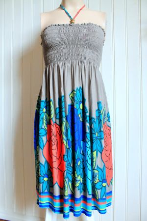 mittellanges KLEID / Sommerkleid mit Blütendruck  36  S