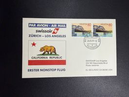 Swissair Erstflugbrief Zürich-Los Angeles 1991