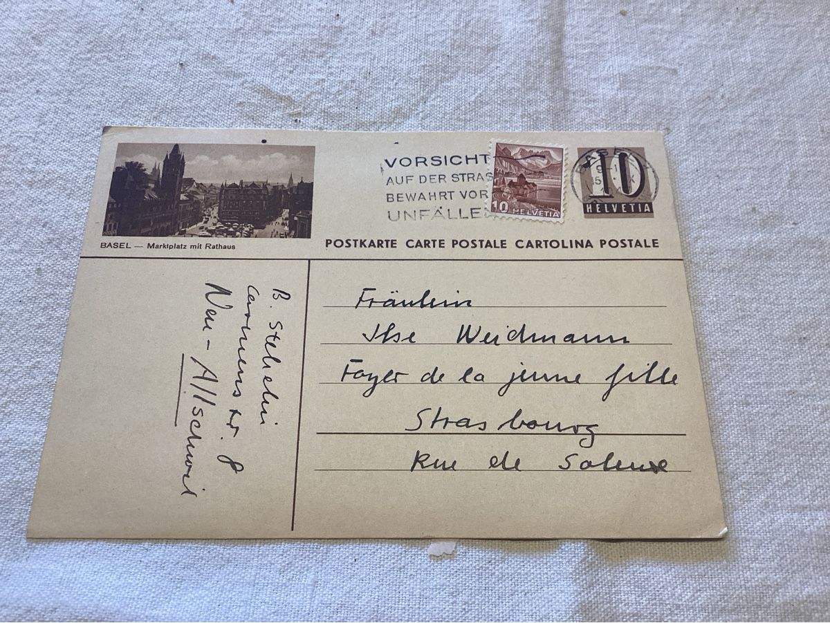 Cartoline postali: Entier image et oblitération BASEL 1947 – Usato da Luc (Ayent) venduto da Rebouille
