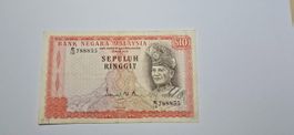 Rote 10 Ringgit Banknote Malaysia – Zentralbank-Gouverneur I