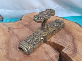1 antiker ovaler Tür Knopf mit Rosette, Messing (3813#TBS1)