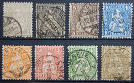 Schweiz Kat. 28-36 (ohne 35) gest. Sitzende Helvetia 1862 Ka
