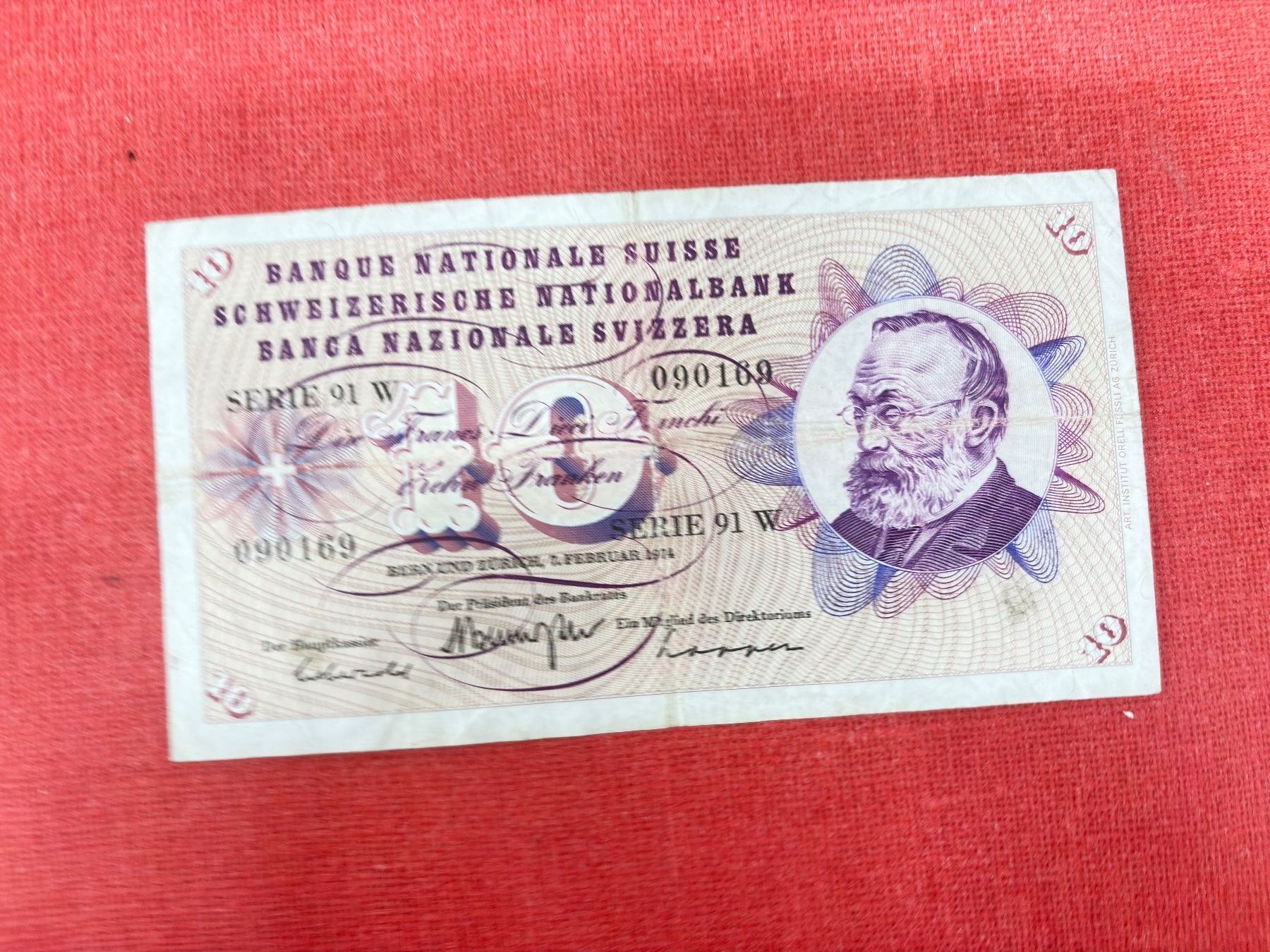 Banconote: 10 Franken Banknote 1974 gebraucht – Usato da Ormalingen venduto da digital09