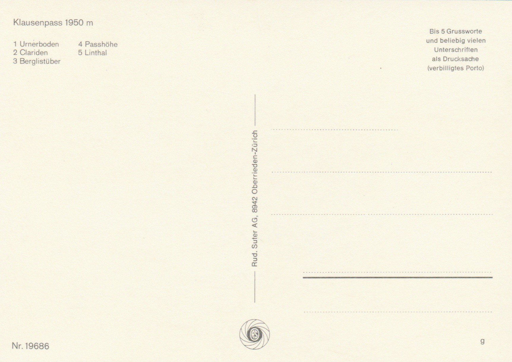 Cartoline postali: Klausenpass - ungelaufene Ansichtskarte – Nuovo (secondo la descrizione) da Eglisau venduto da vomdings 1