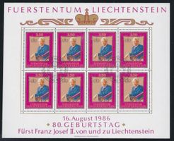 🇱🇮 1986 SÉRIE 1er jour «PRINCE FRANZ JOSEF II« (SBK 69.00)