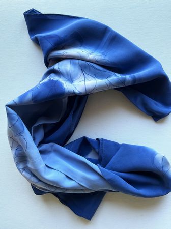 🧣 Foulard vintage Italie 60s bleu lilas chic 100cm