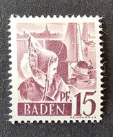 *ABART* Französische Zone Baden-Mi 5 ** (1947) Punkt in Haub