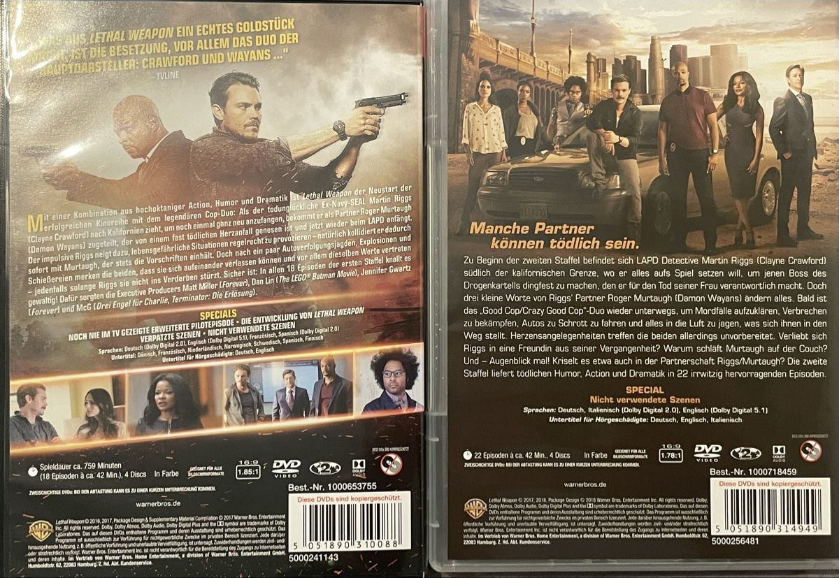 Tous les DVDs: Lethal Weapon - Staffel 1-2 – D'occasion à Waldenburg par Mimily33 1