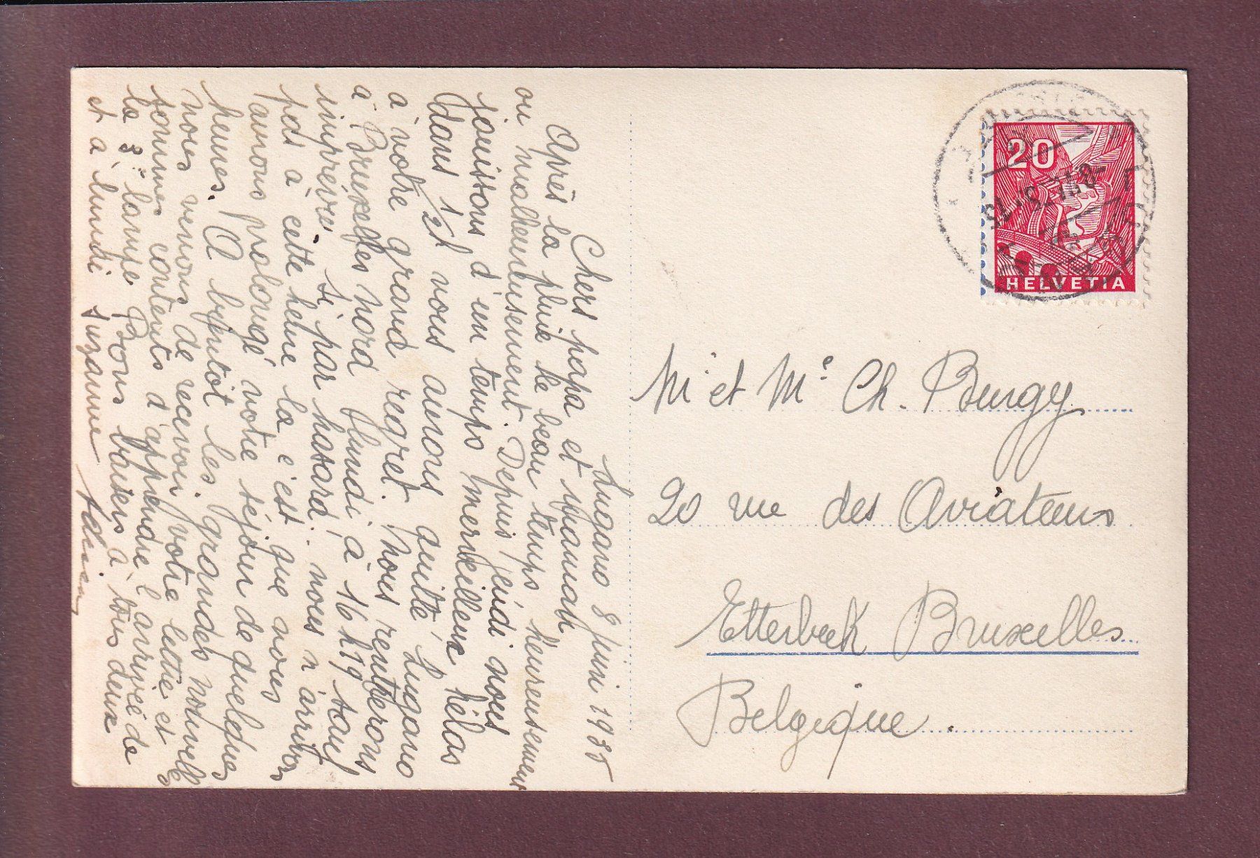 Cartoline postali: LUGANO - Via cattedrale - 1935 – Usato da Pully venduto da nicecards 1