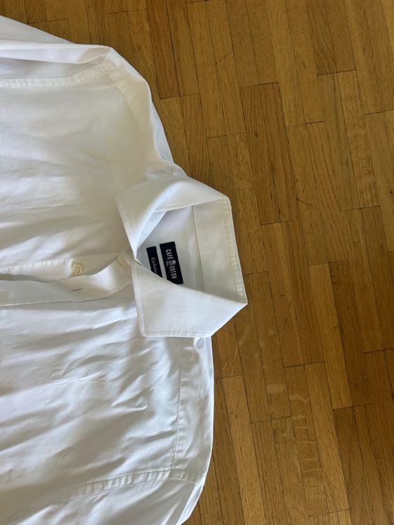 Café Cotton, chemise coton glacé, blanche, bouton manchette (D