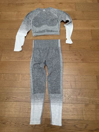 Sport Set in Grau Weiss Langarm Gr M Neu