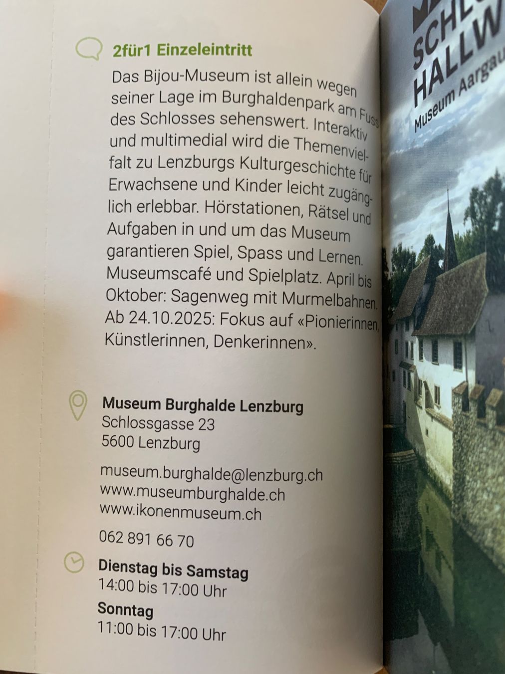 Gutscheine: Museum Burghalde Lenzburg 2for1 Eintritt – Neu (gemäss Beschreibung) aus Wildegg von Elefant42 1