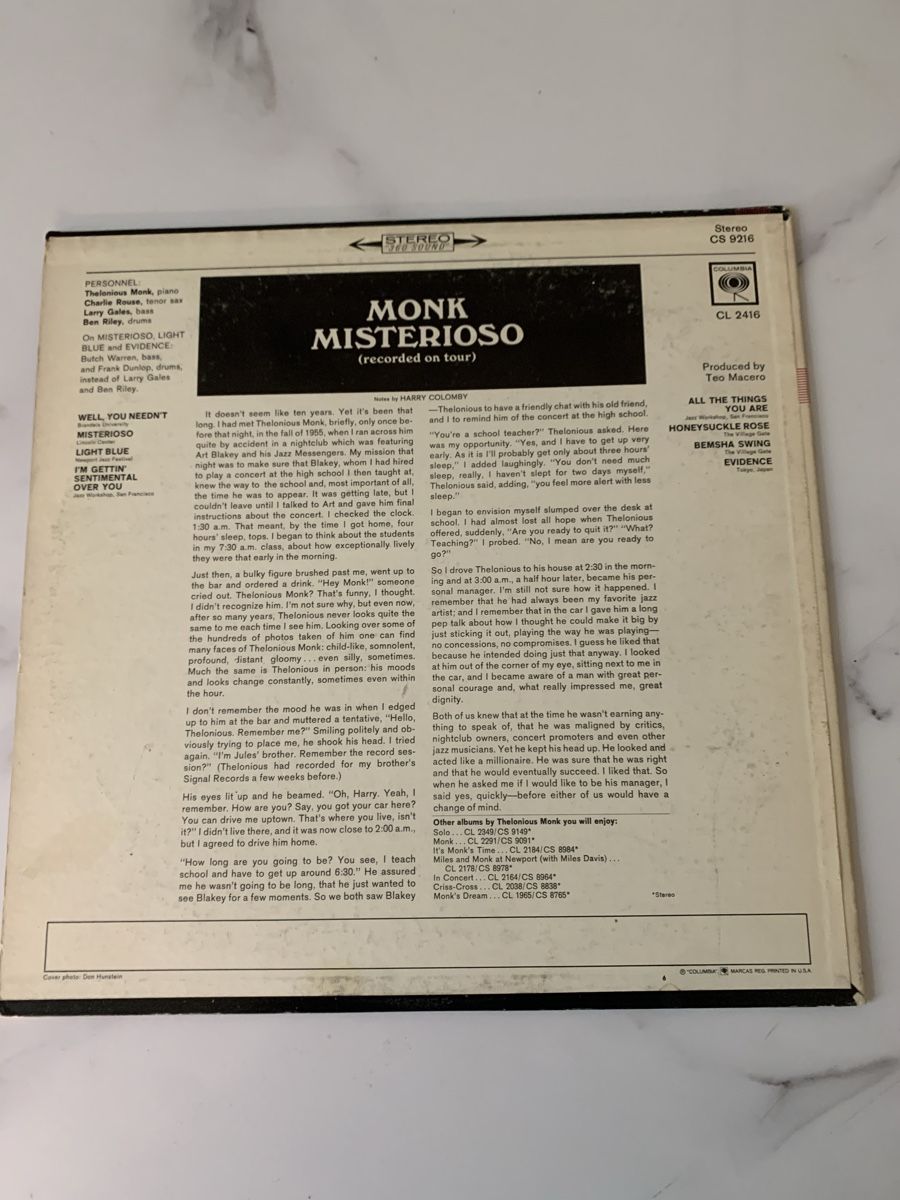 Schallplatten: Thelonious Monk / Misterioso on tour – Gebraucht aus lausanne von Ccheche 3