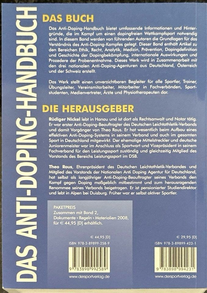 Libri: Das Anti-Doping Handbuch Bd. 1 – Usato da Sarnen venduto da Livres 1
