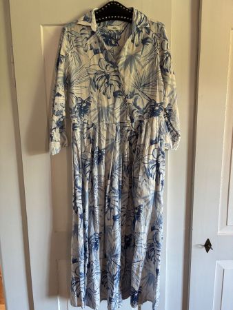 0039 Italy Hemdblusenkleid  "Julene" Maxi size S Baumwolle