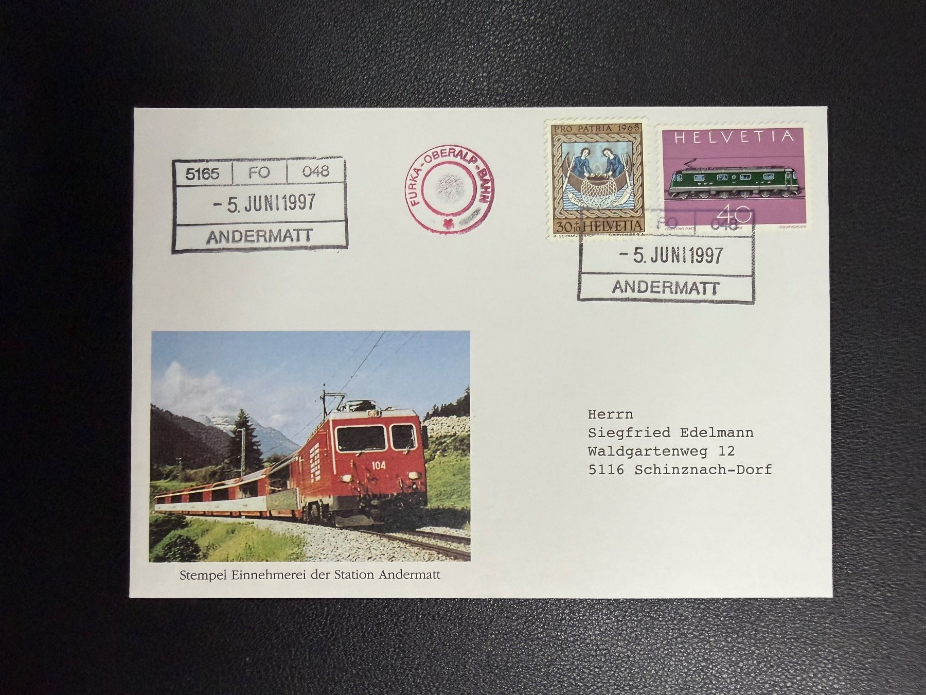 Tutti i francobolli: Bahnpostbeleg Furka - Oberalp - Bahn 1997 – Usato da oberrüti venduto da jeanmei