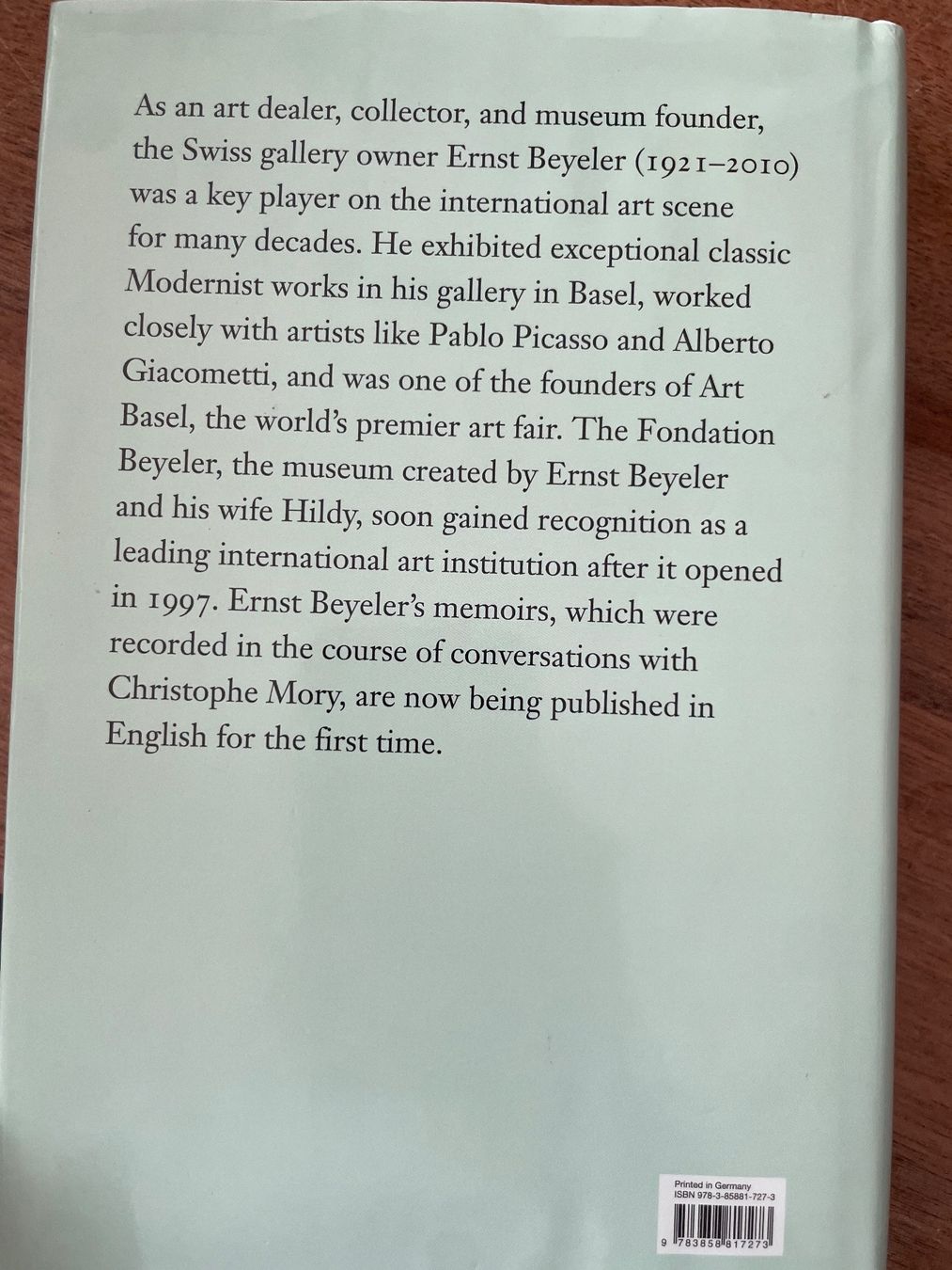 Libri: Ernst Beyeler - a Passion for Art – Nuovo (secondo la descrizione) da Wilen b. Wollerau venduto da LastChance22 1