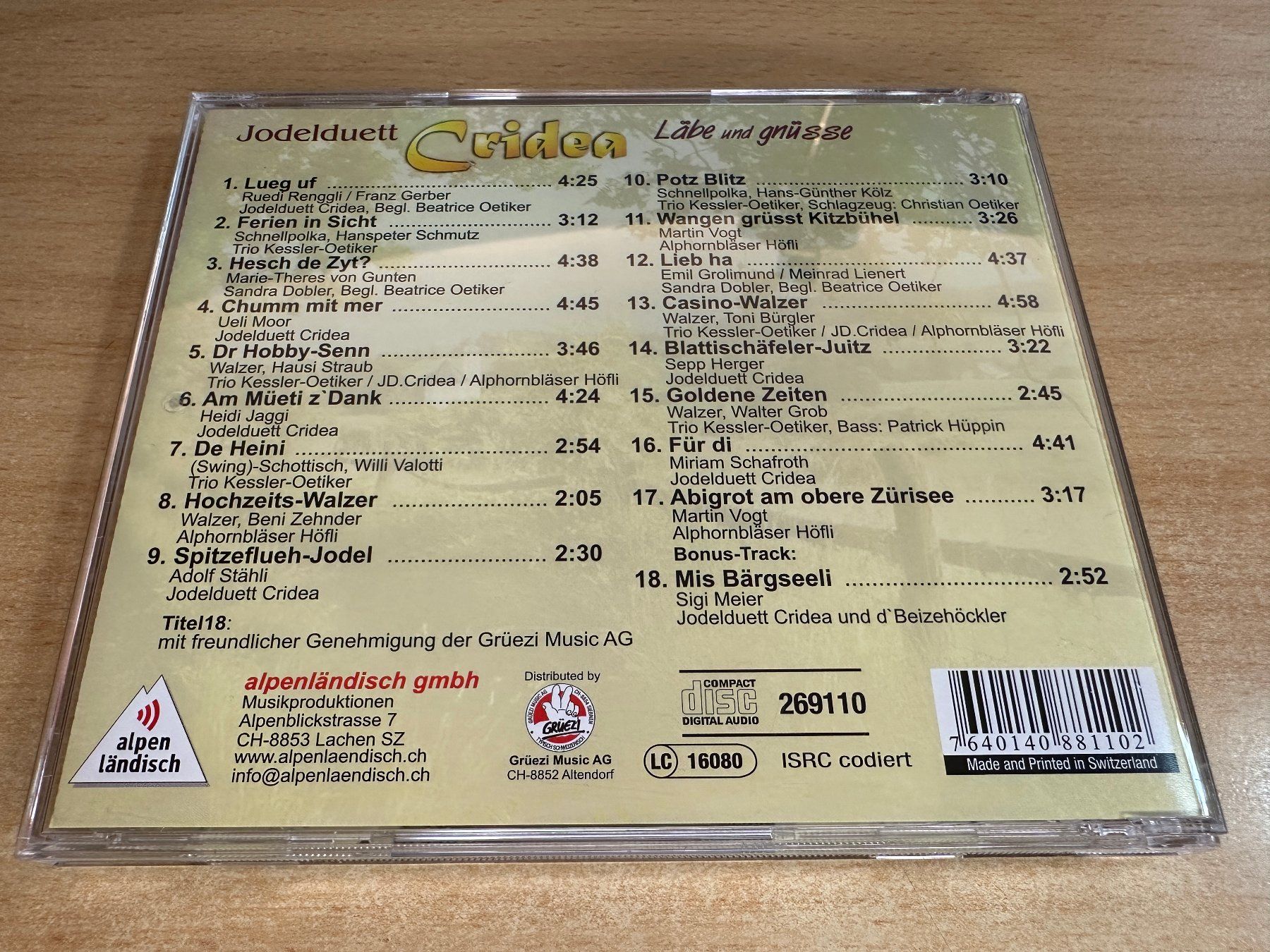 CD: G5 Cridea Jodelduett - Läbe Und Gnüsse – Usato da Rikon im Tösstal venduto da Alpenmutz 1