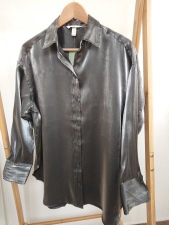 Festliche Damen Bluse H&M Gr. XS Glitzergrau Oversize