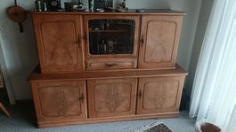 Buffet Schrank Holz mit Vitrinenaufsatz